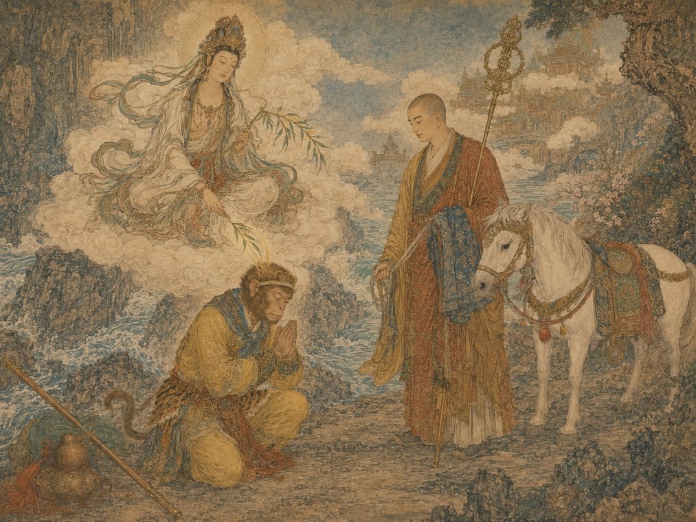 6. Guanyin Gives Wukong Three Lifesaving Hairs