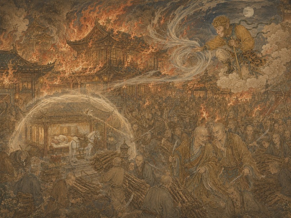 3. The Monks Try to Burn Tripitaka Alive