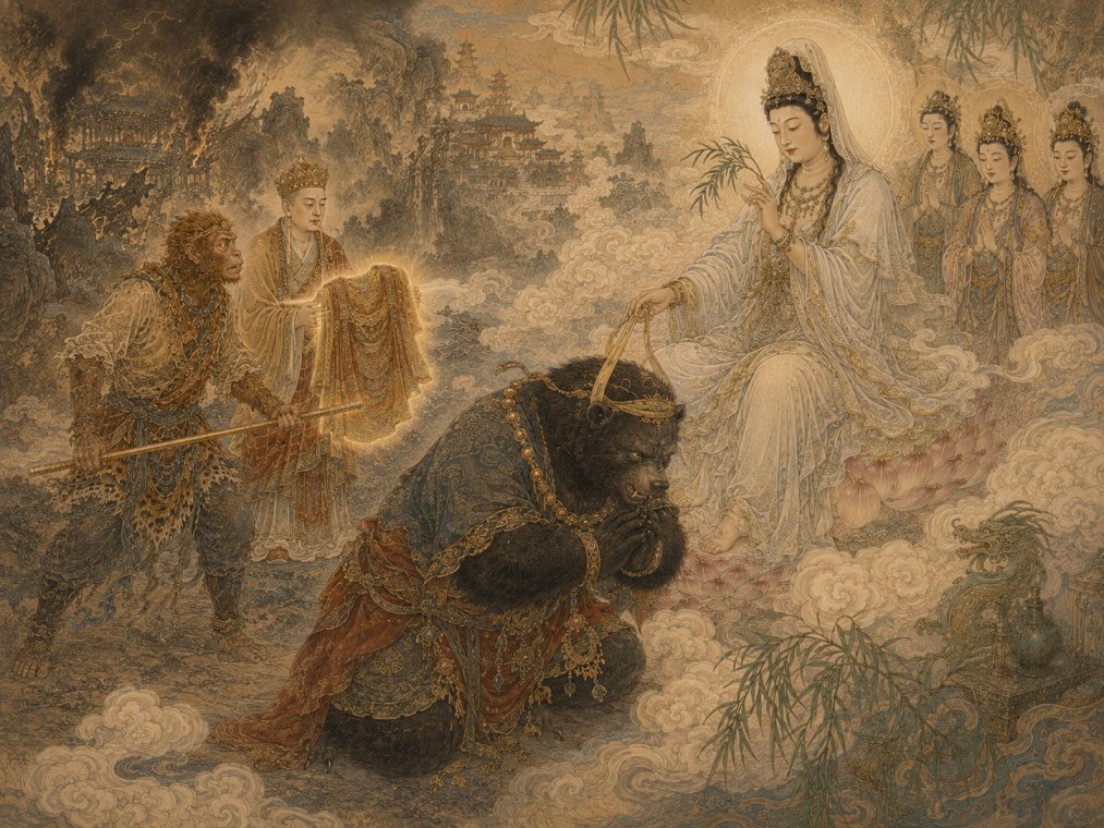 9. The Black Bear Submits to Guanyin